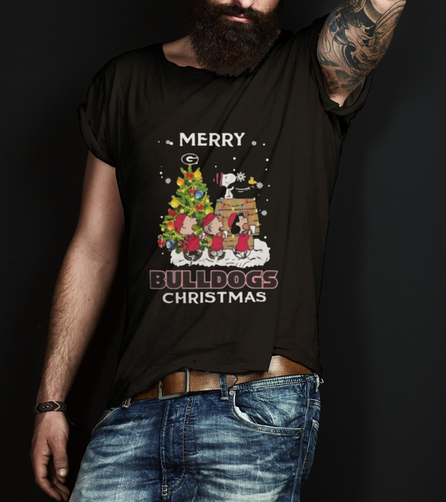 Merry Georgia Bulldogs Snoopy Christmas T-Shirt