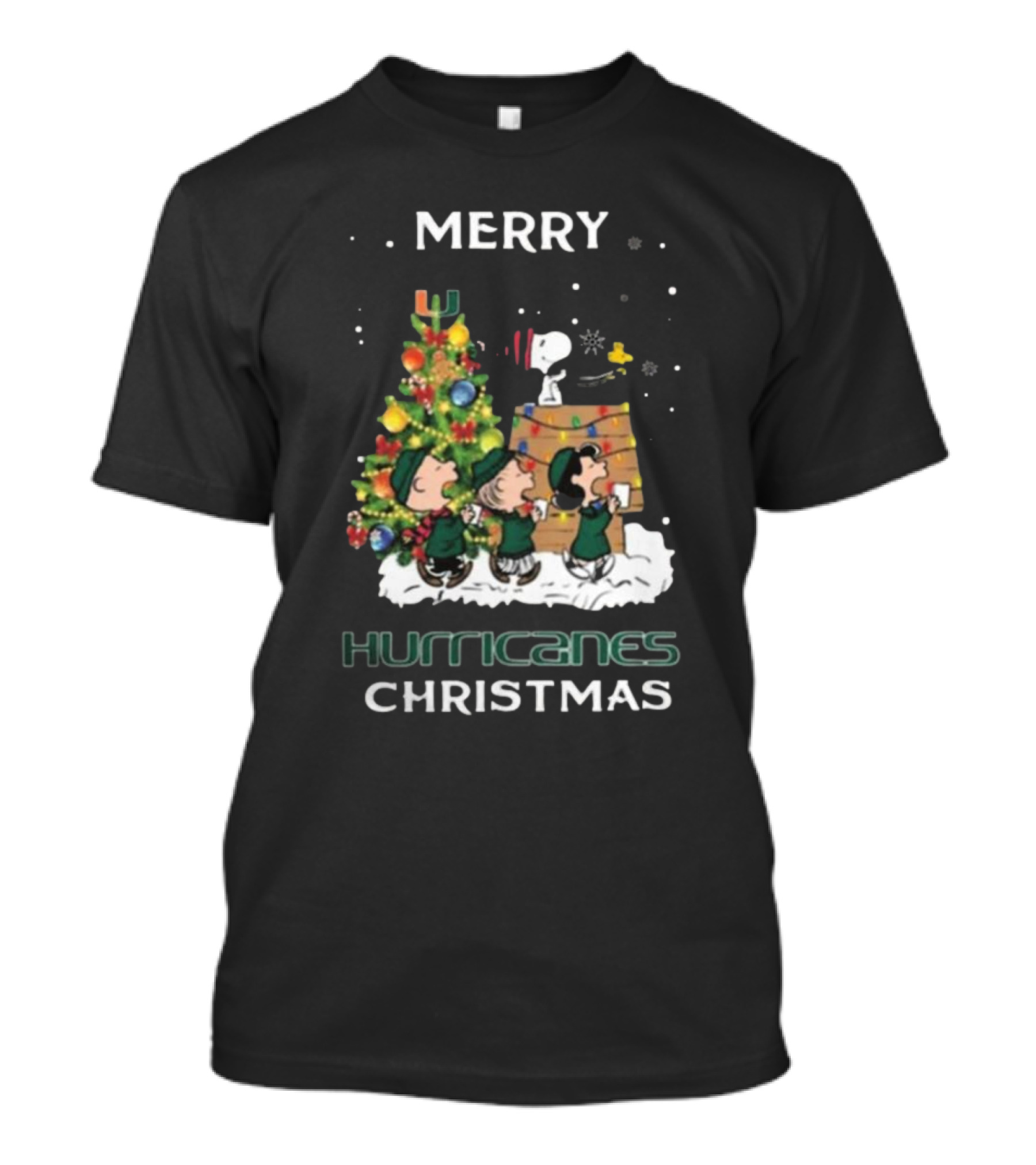 Miami Hurricanes Snoopy Friends Merry Christmas T-Shirt