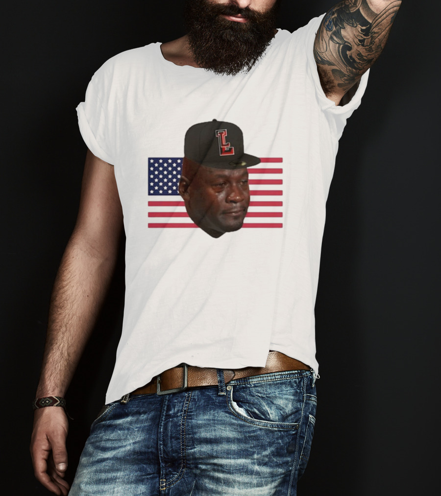 Michael Jordan Crying Meme USA Flag LL Cap T-Shirt