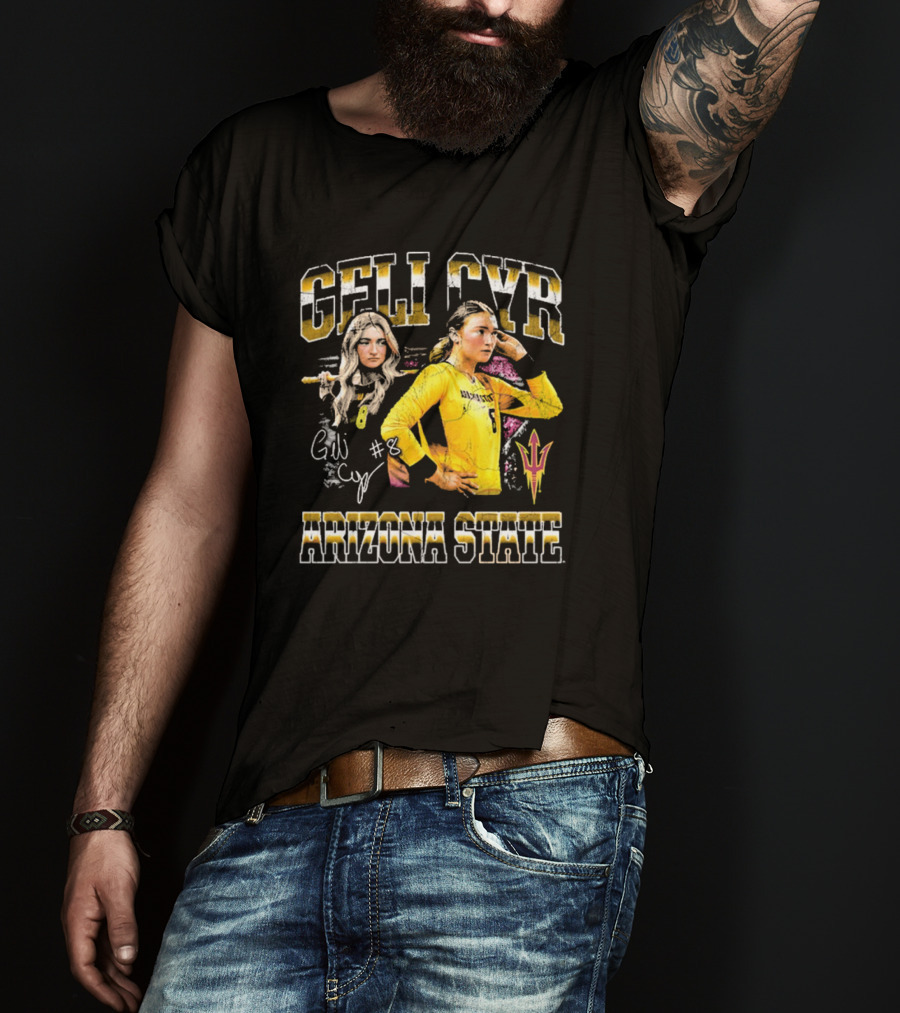 Geli Cyr Arizona State Sun Devils Yellow Jersey #8 Volleyball Retro 90s T-Shirt