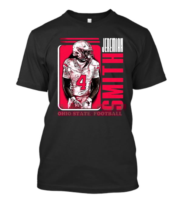 Jeremiah Smith Ohio State Football Number 4 Red Frame T-Shirt