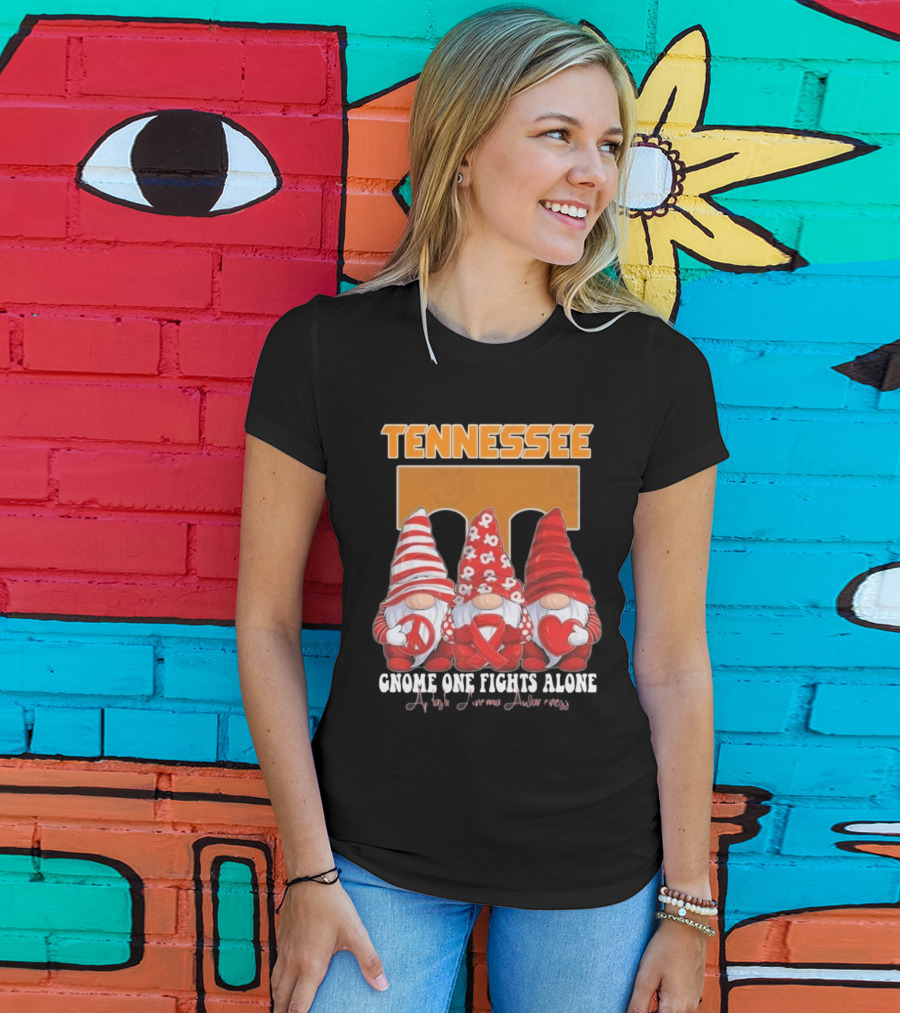 Tennessee Volunteers Autism Awareness Gnome One Fights Alone T-Shirt