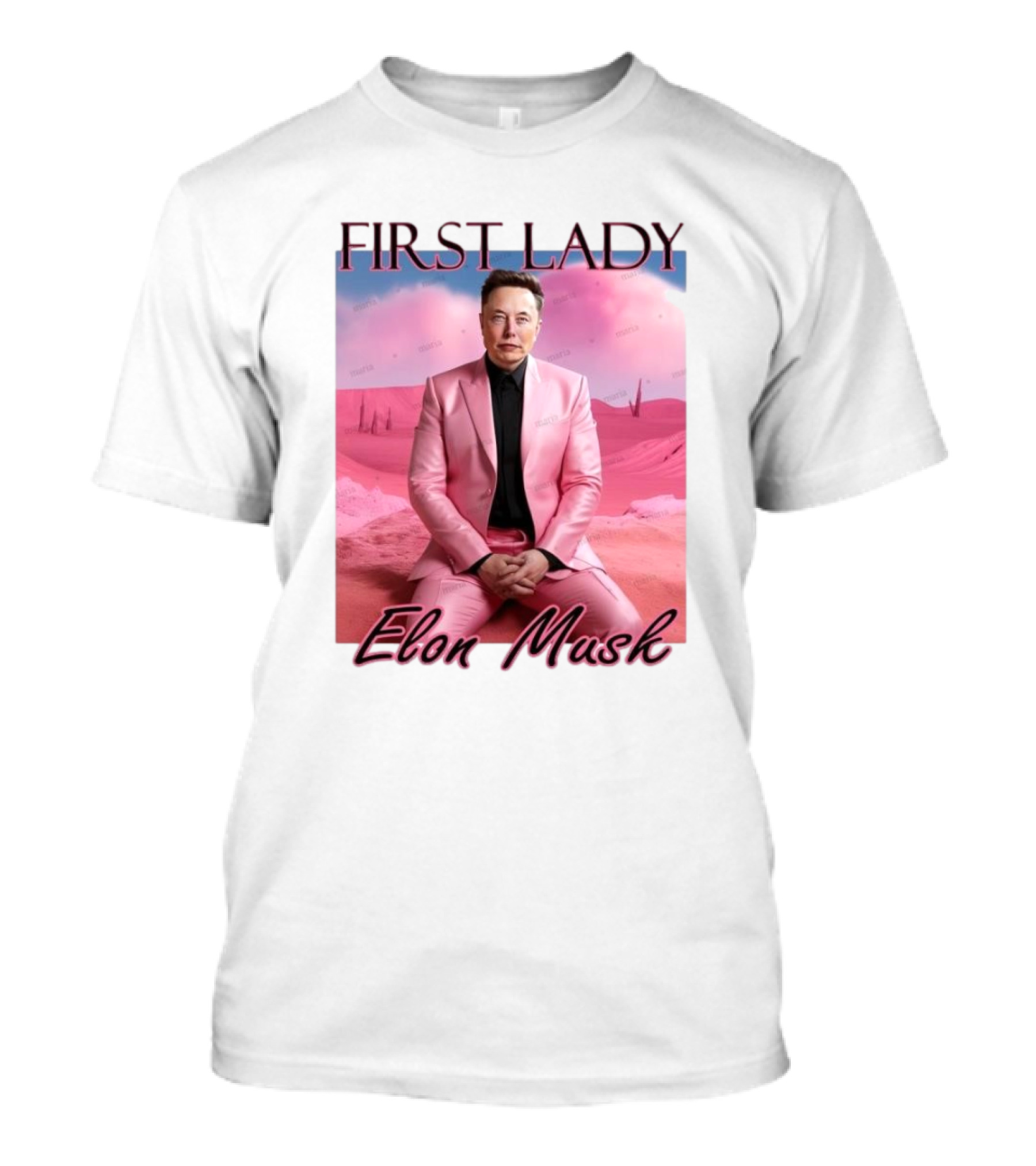 First Lady Elon Musk Pink Suit Portrait T-Shirt