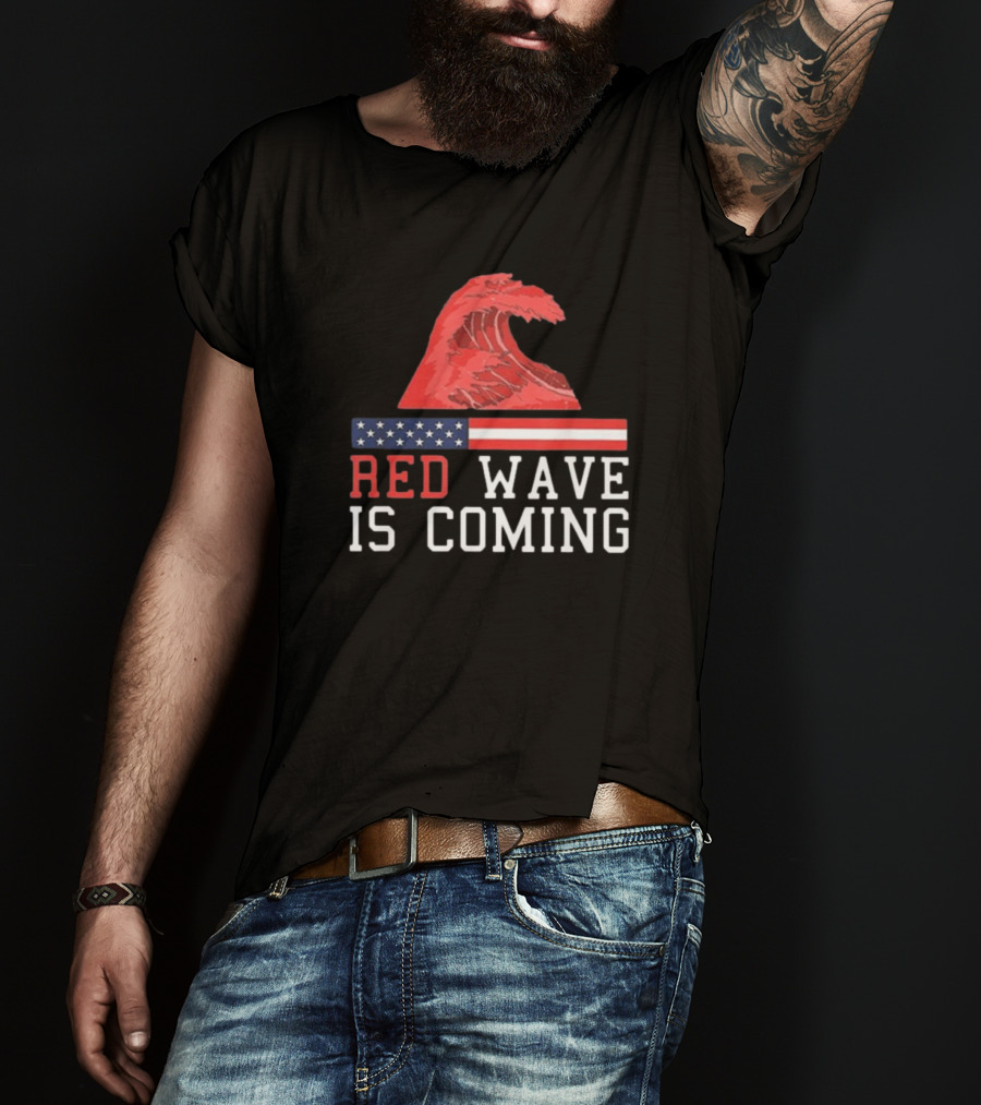 Red Wave Is Coming American Flag Wave T-Shirt