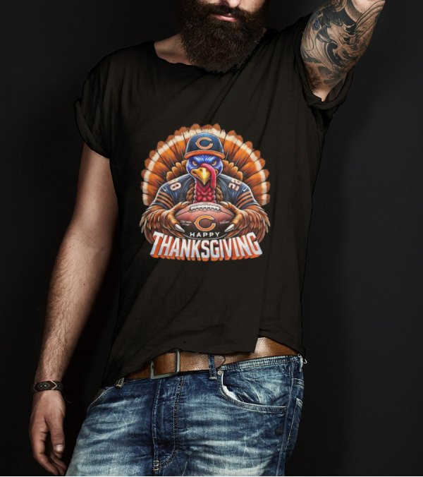 Happy Thanksgiving Chicago Bears Turkey Football T-Shirt