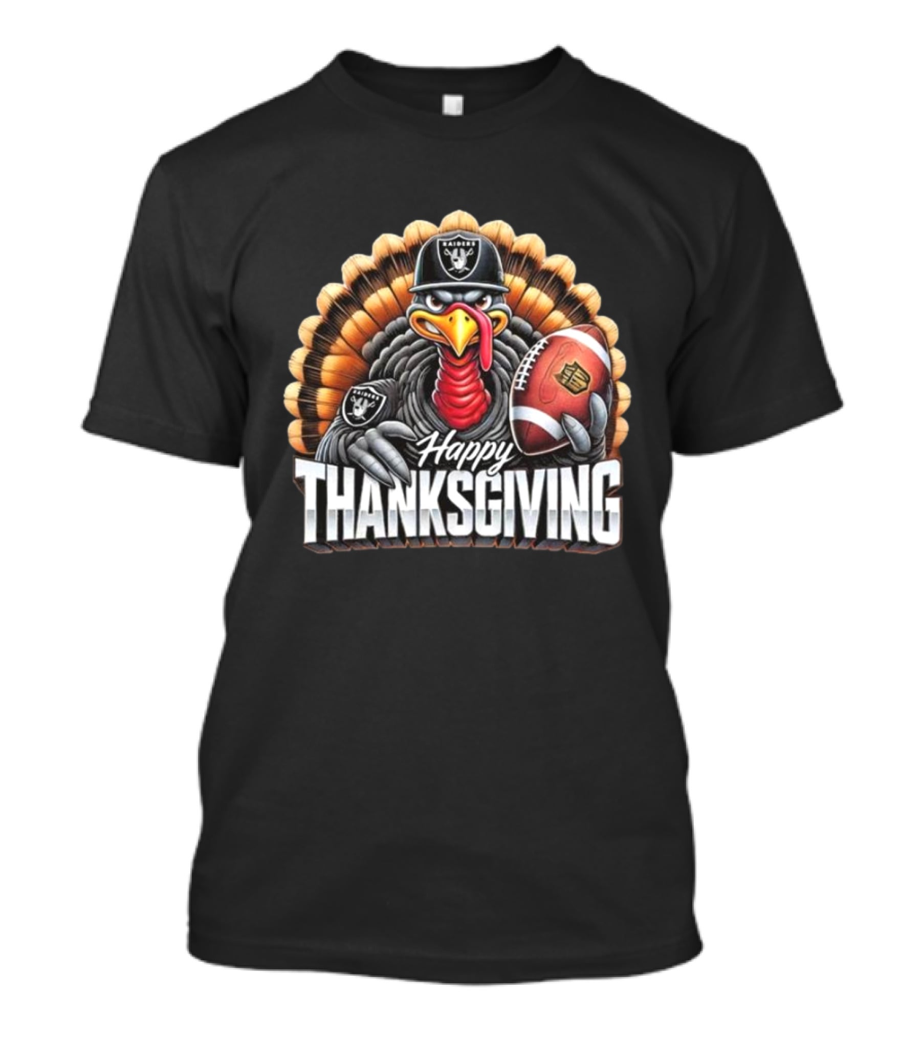 Las Vegas Raiders Happy Thanksgiving Football Turkey T-Shirt