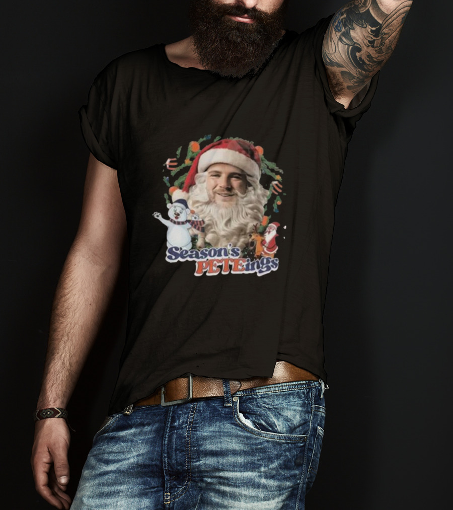 Santa Season's Peteings Christmas Polar Bear NYC Holiday T-Shirt