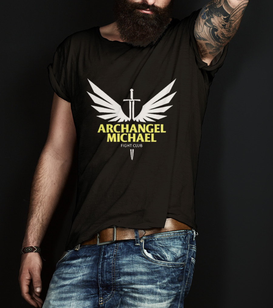 Archangel Michael Sword Wings Emblem Fight Club T-Shirt