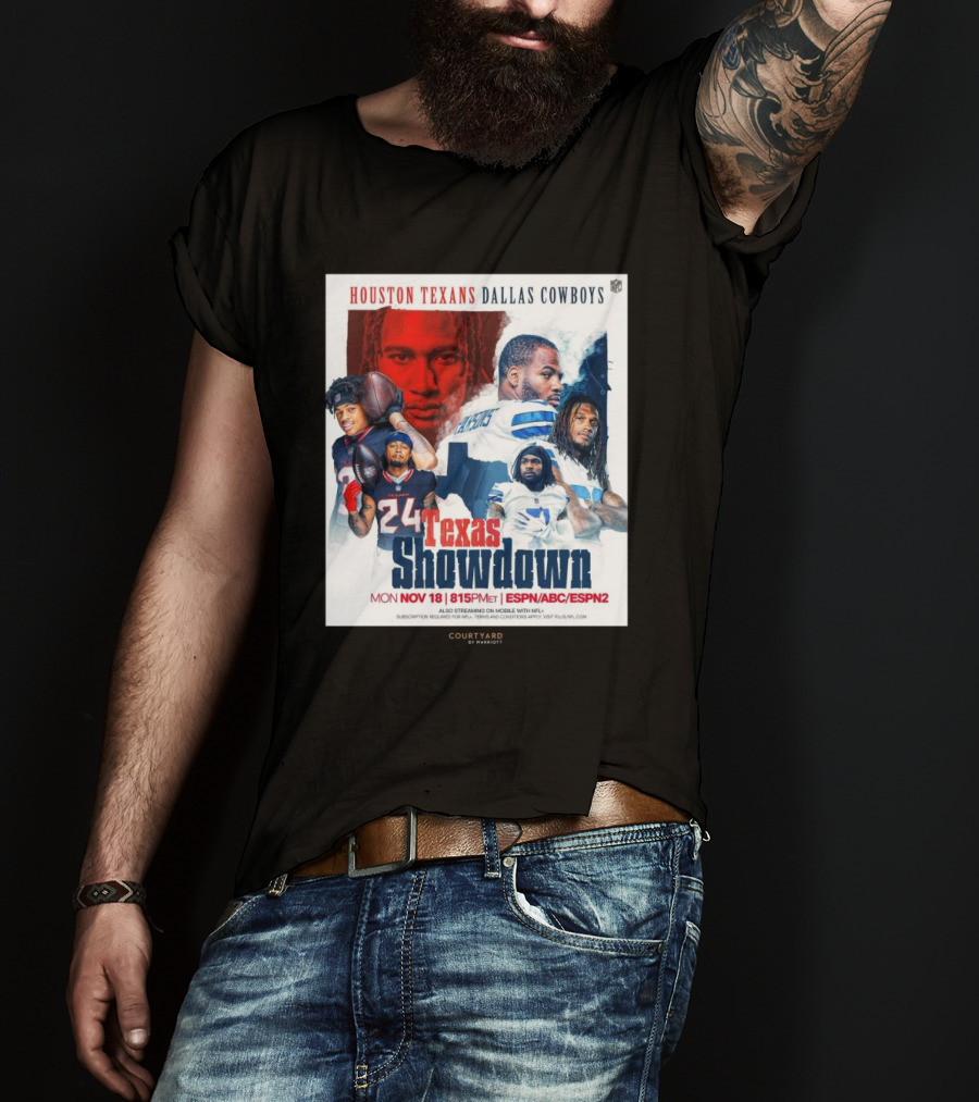 Houston Texans Dallas Cowboys Texas Showdown Mon Nov 18 815PM ET ESPN ABC ESPN2 T-Shirt