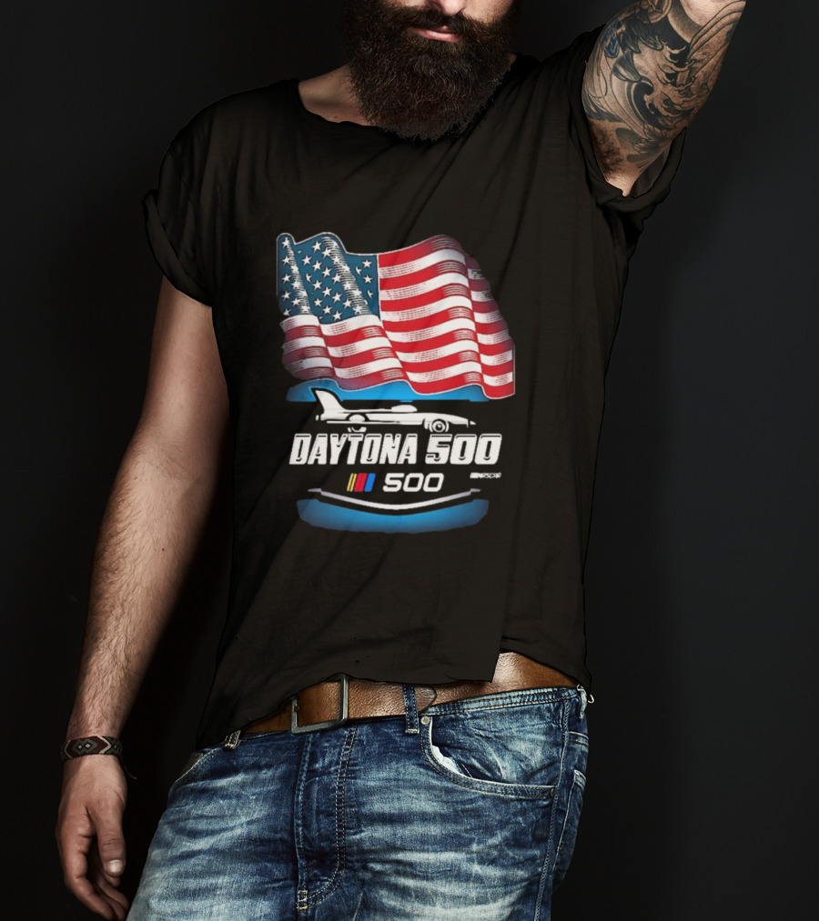 Daytona 500 American Flag Racing Daytona International Speedway 2025 Checkered Flag Sports T-Shirt