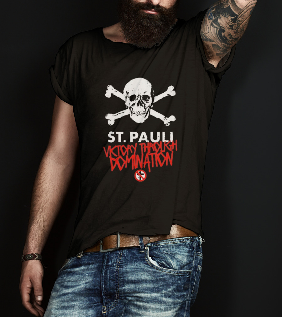 St. Pauli Victory Through Domination Skull And Crossbones Bad Religion T-Shirt