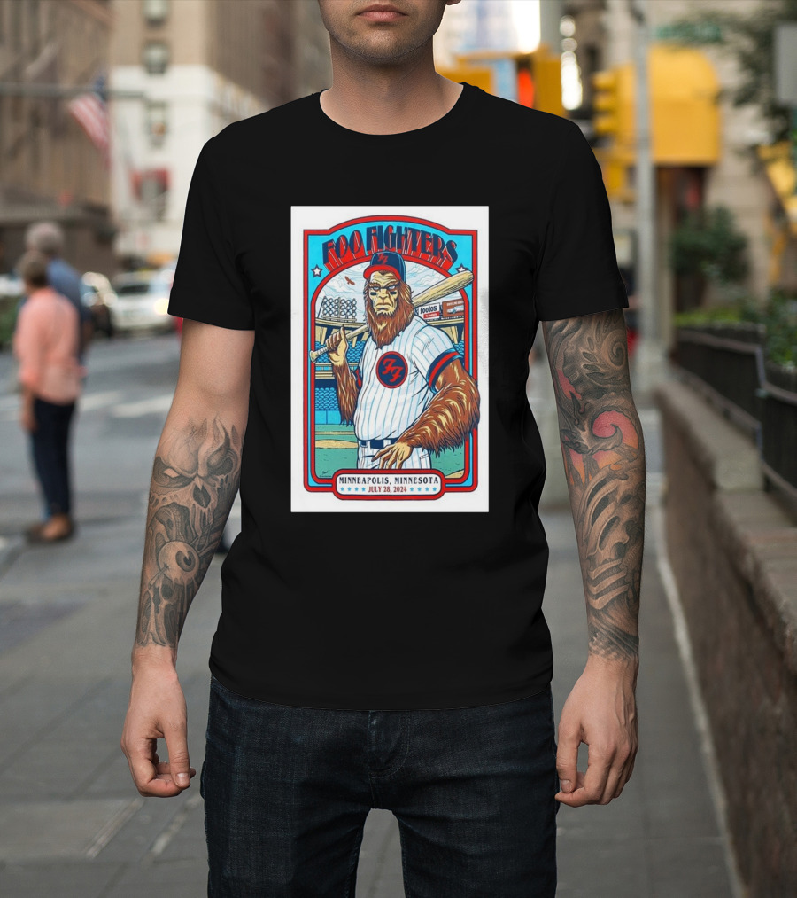 Foo Fighters July 28 2024 Target Field Minneapolis MN Baseball Themed Event T-Shirt