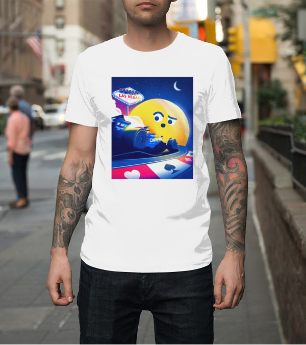 Shirt: Oracle Red Bull Racing Las Vegas Nevada Moon and Cards Emoji T-Shirt Oracle Red Bull Racing Las Vegas Nevada Moon and Cards Emoji T-Shirt