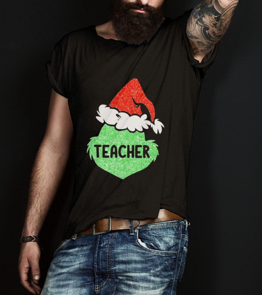 Santa Grinch Hat Teacher Christmas Holiday T-Shirt
