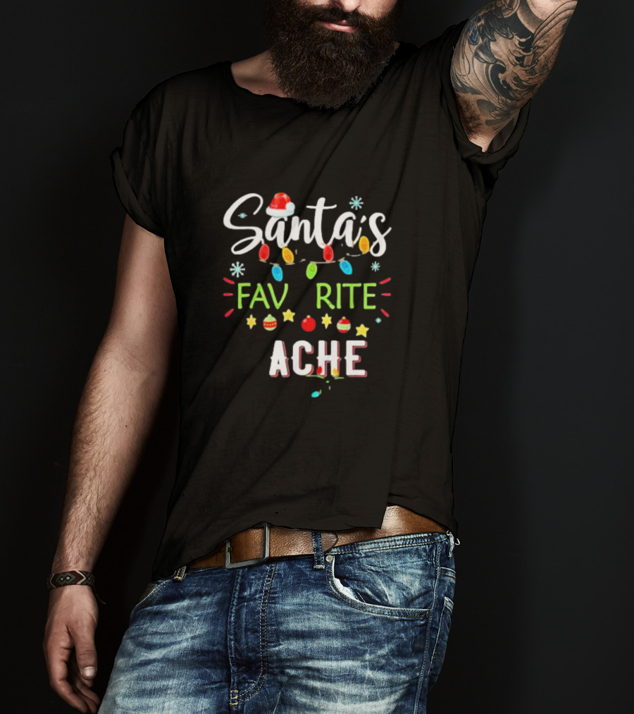 Santa’s Favorite Teacher Festive Christmas Lights T-Shirt