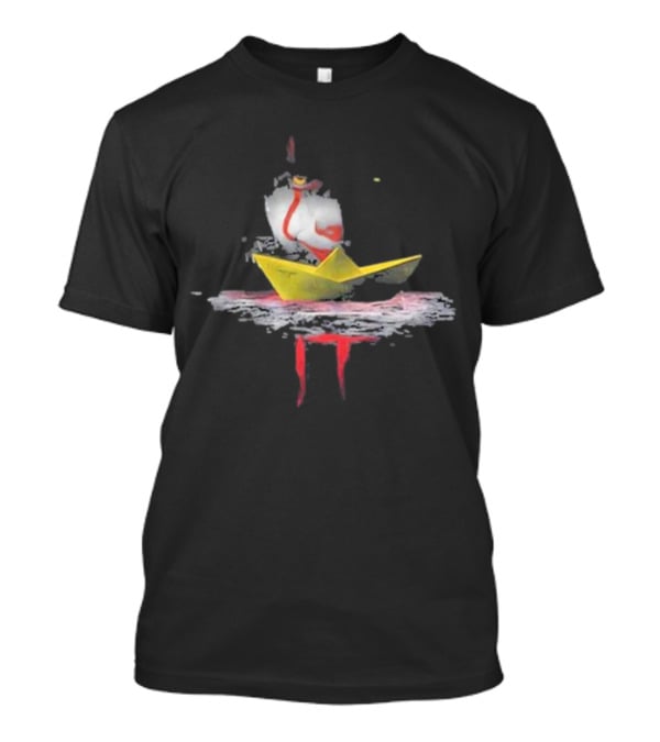 Pennywise Red Balloon Paper Boat Horror Reflection T-Shirt