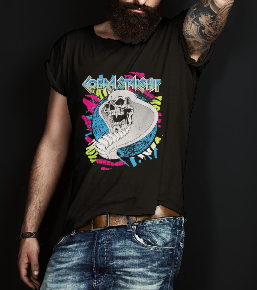 Cobra Starship Skull Cobra Neon Colors T-Shirt