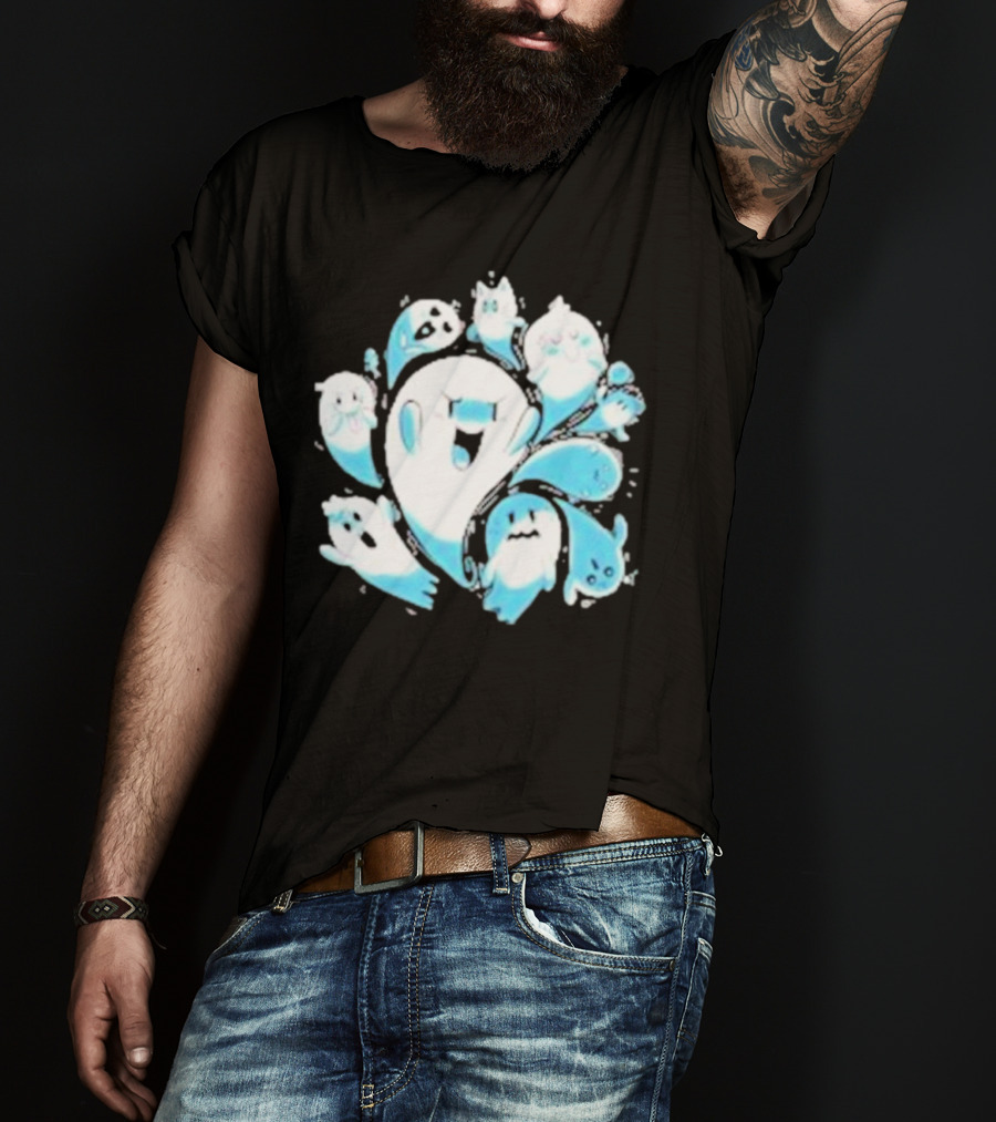 Ghostly Gathering Alexandra Sketch Spooky Blue Spirits T-Shirt