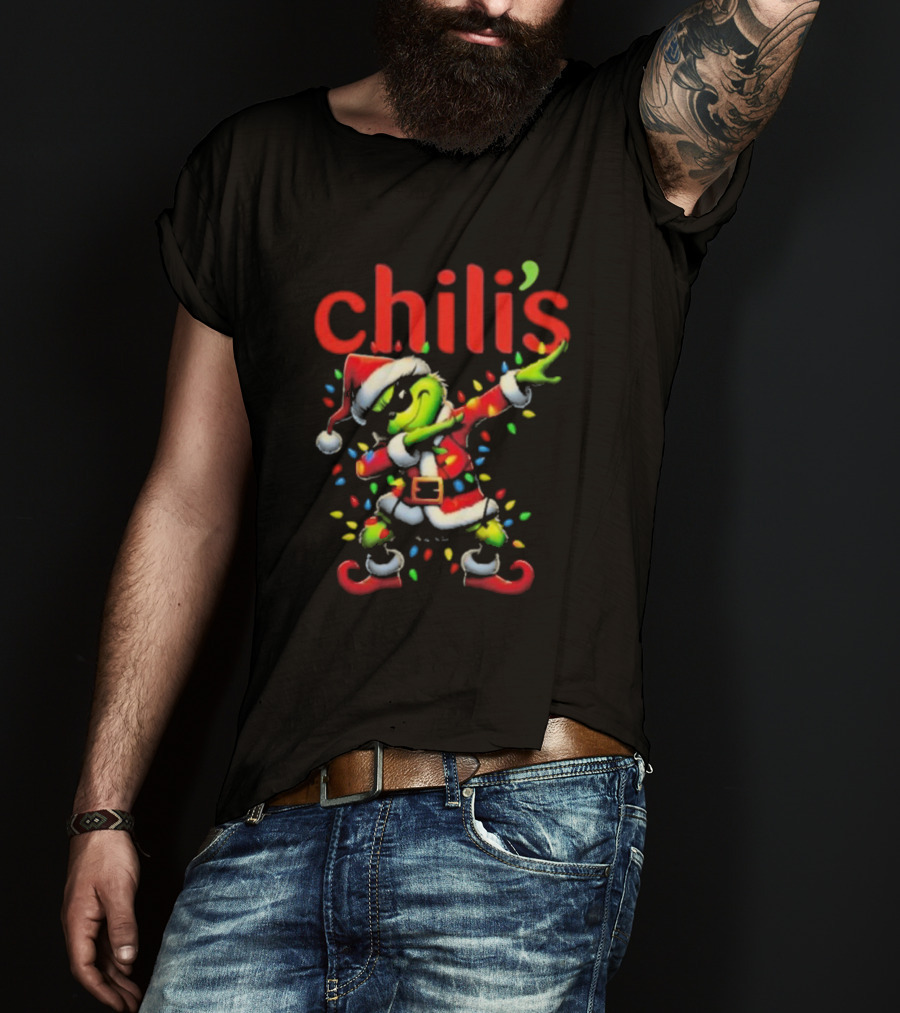 Chili's Santa Grinch Dabbing Merry Christmas T-Shirt
