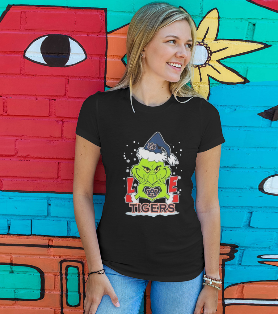 The Grinch Love Auburn Tigers Christmas Football T-Shirt