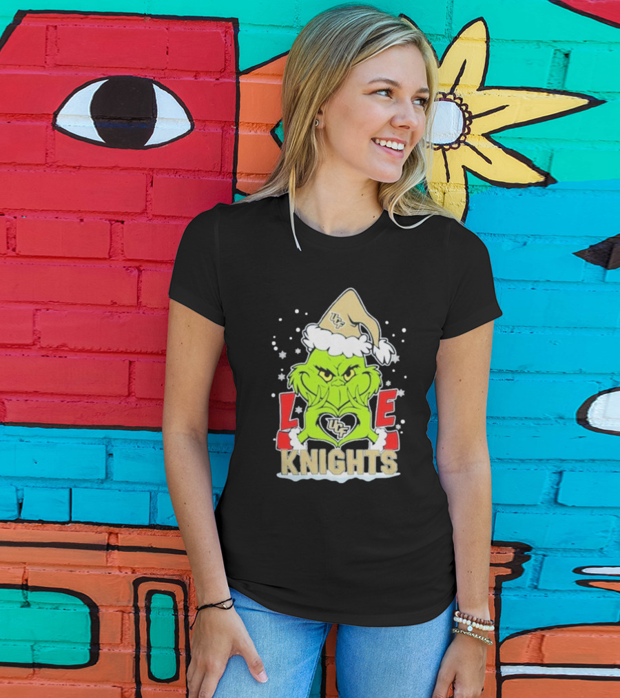 Grinch Love UCF Knights Christmas Football T-Shirt