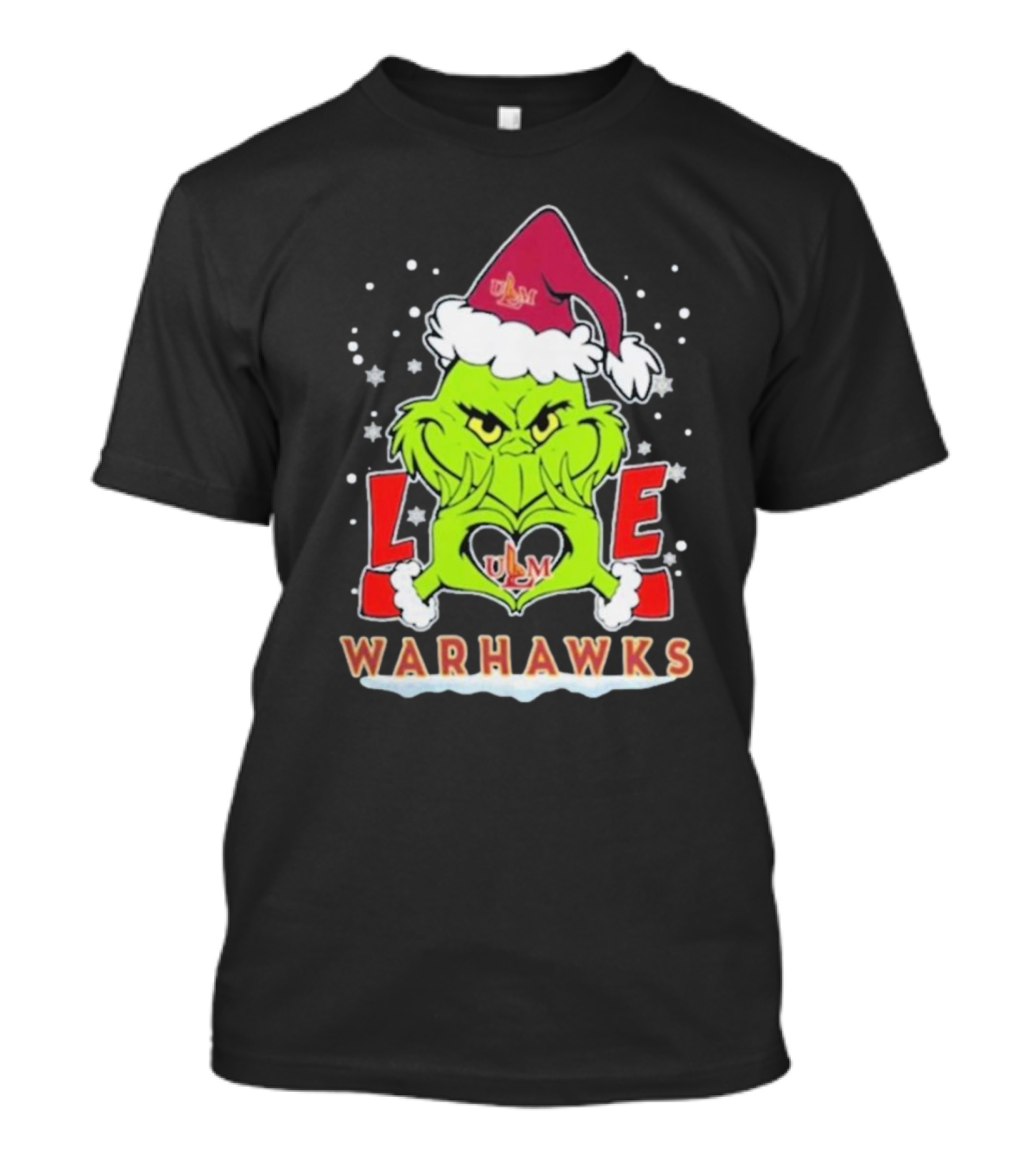 ULM Warhawks Football Grinch Love Christmas T-Shirt