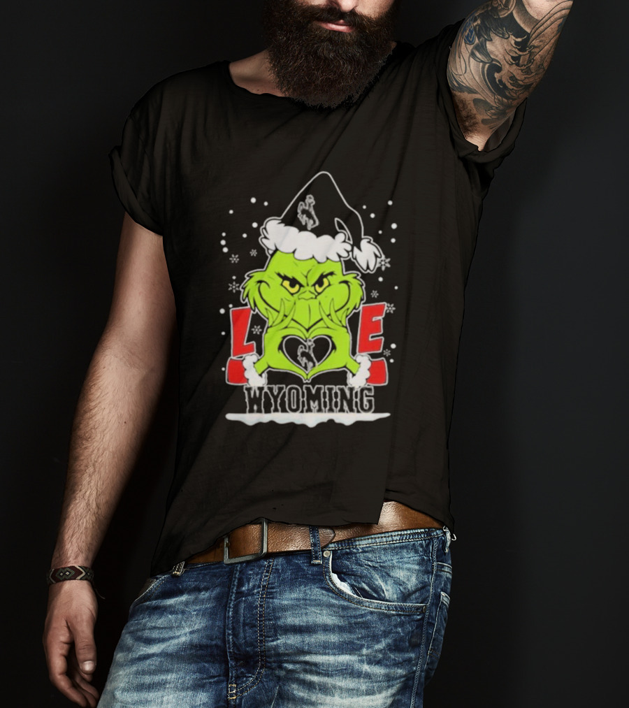 The Grinch Love Wyoming Cowboys Christmas T-Shirt