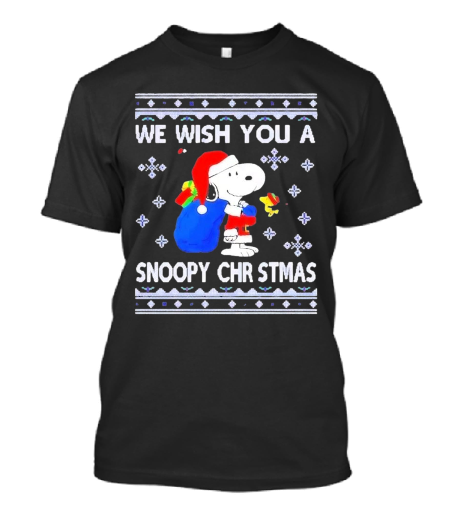 We Wish You A Snoopy Christmas Santa Hat And Gifts Peanuts Holiday T-Shirt