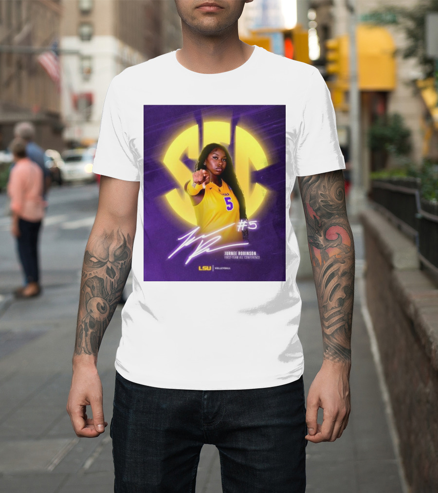 LSU Volleyball Jurnee Robinson #5 SEC First Team All Conference Signature T-Shirt