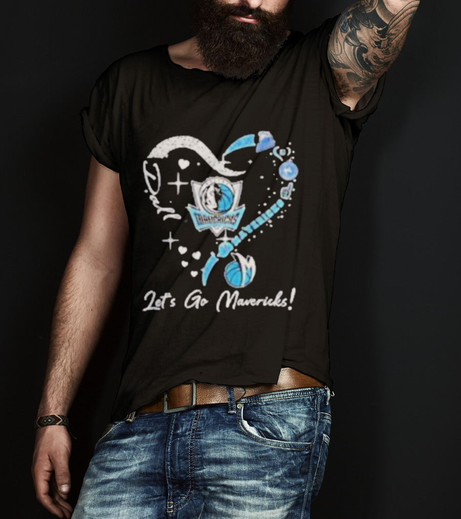 Dallas Mavericks Heart Diamond Let's Go Mavericks T-Shirt