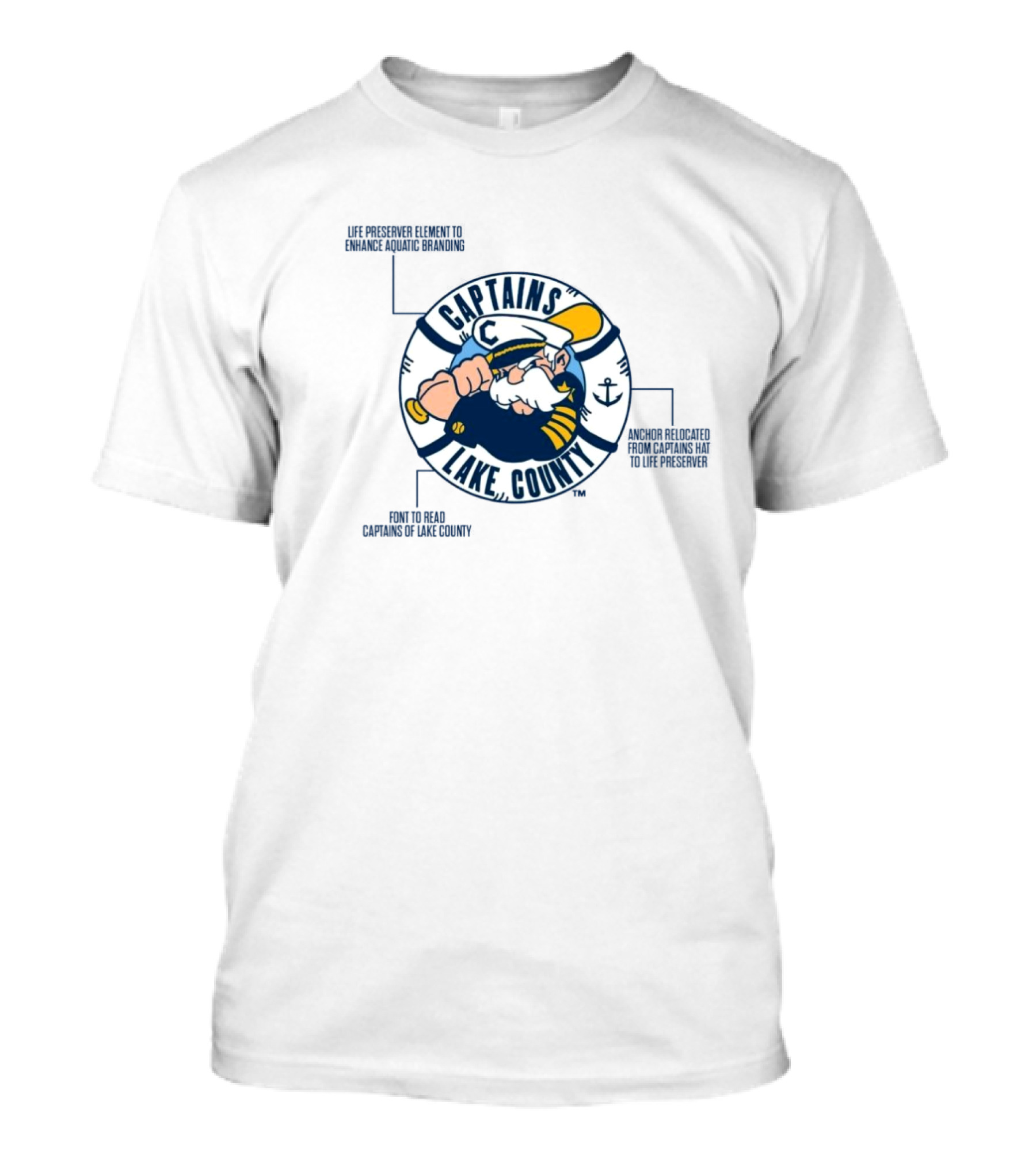 Captains Lake County Life Preserver Element Font Enhanced Aquatic Branding T-Shirt