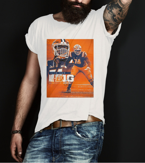 Illinois Fighting Illini J.C. Davis Third Team All-Big Ten Football Recognition T-Shirt