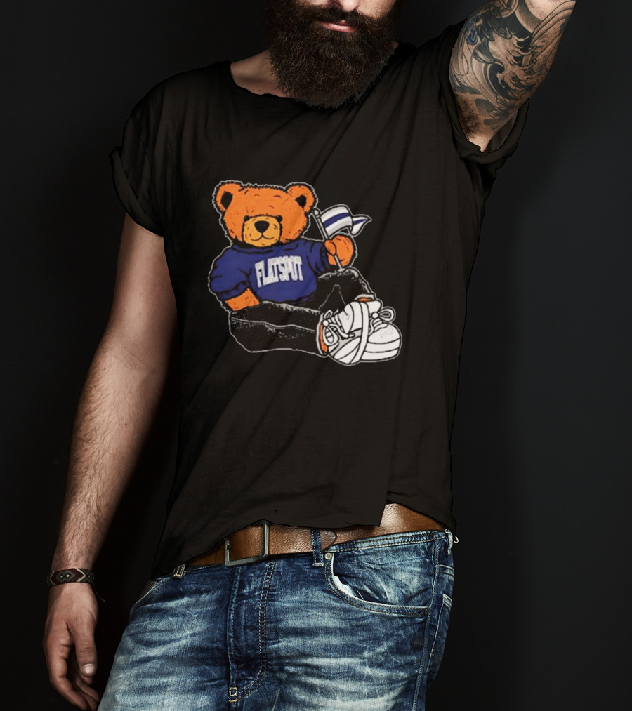 Flatspot Bear With Flag Sitting Down T-Shirt