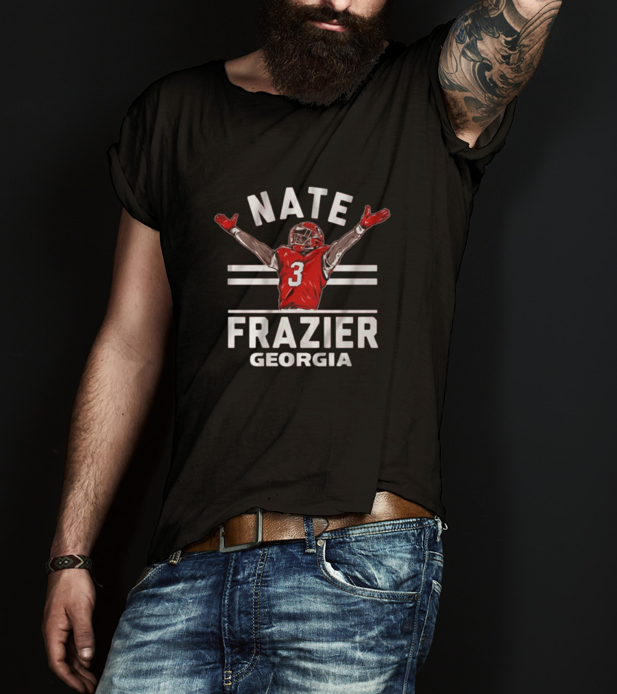 Nate Frazier Georgia Bulldogs Football Number 3 Victory Pose T-Shirt