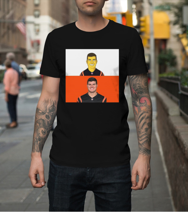 Shirt: The Simpsons and Cincinnati Bengals Trey Hendrickson NFL Crossover T-Shirt The Simpsons and Cincinnati Bengals Trey Hendrickson NFL Crossover T-Shirt