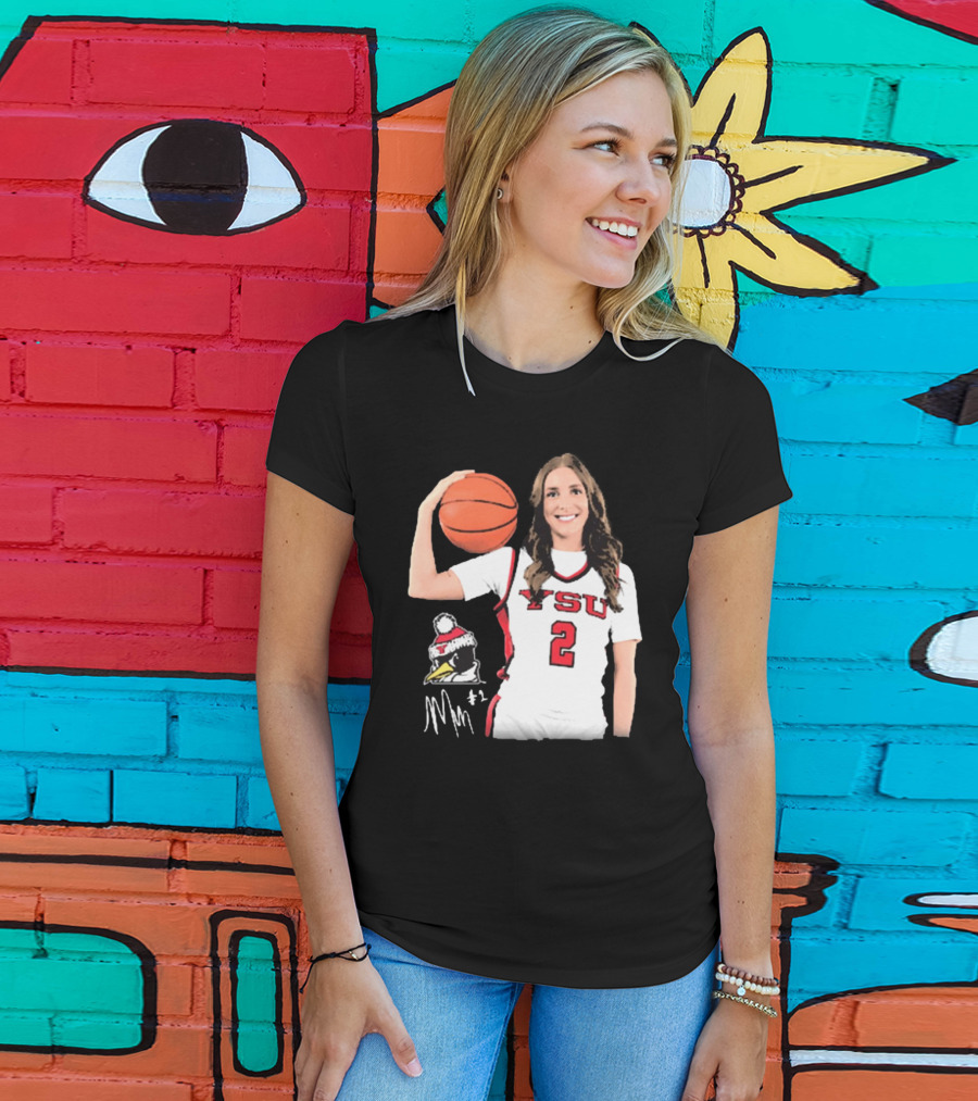 YSU Penguins Malia Magestro #2 Illustrated Signature Basketball Jersey T-Shirt