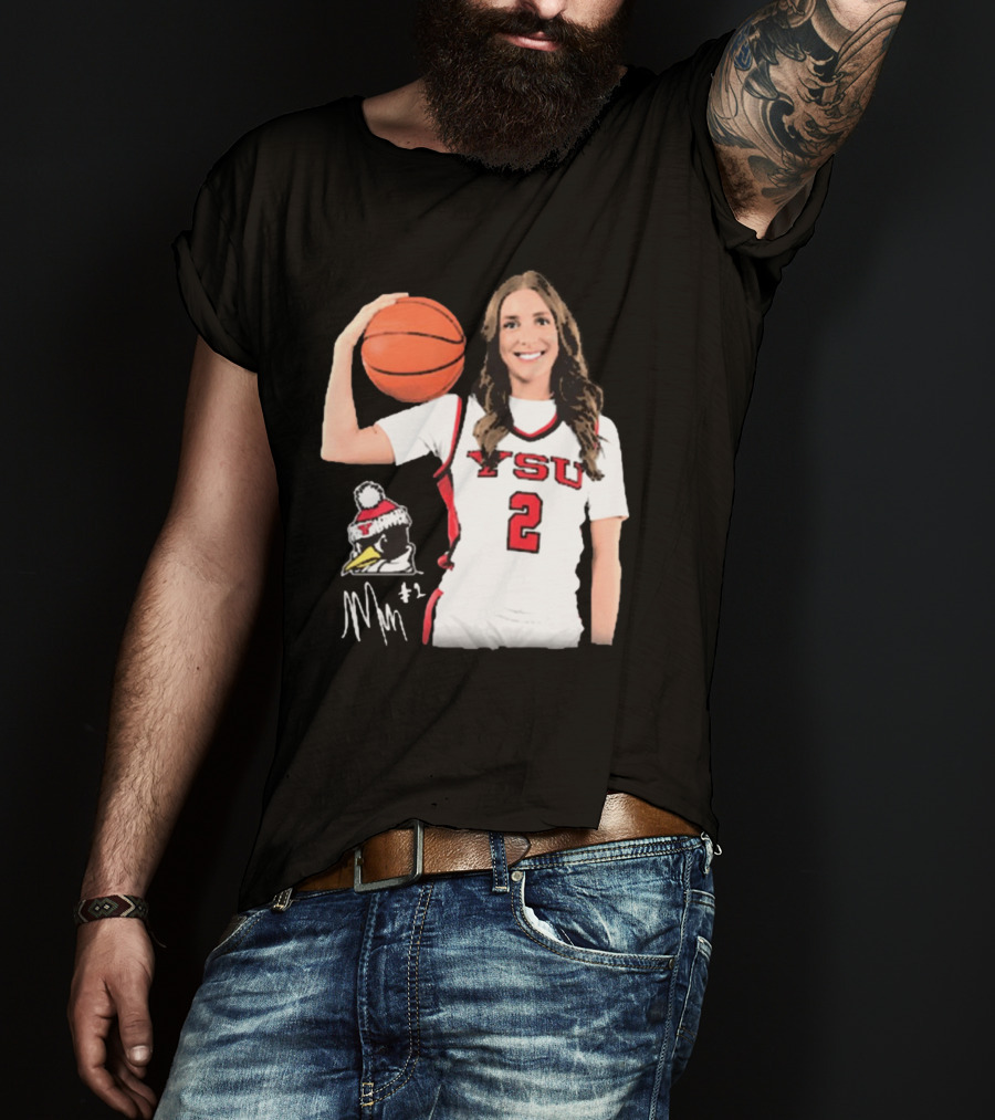 YSU Penguins Malia Magestro #2 Illustrated Signature Basketball Jersey T-Shirt