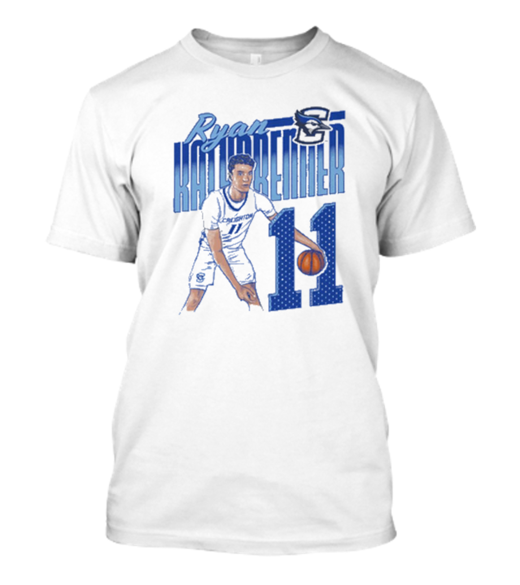 Ryan Kalkbrenner Creighton Bluejays Number 11 Cartoon Big East Conference T-Shirt