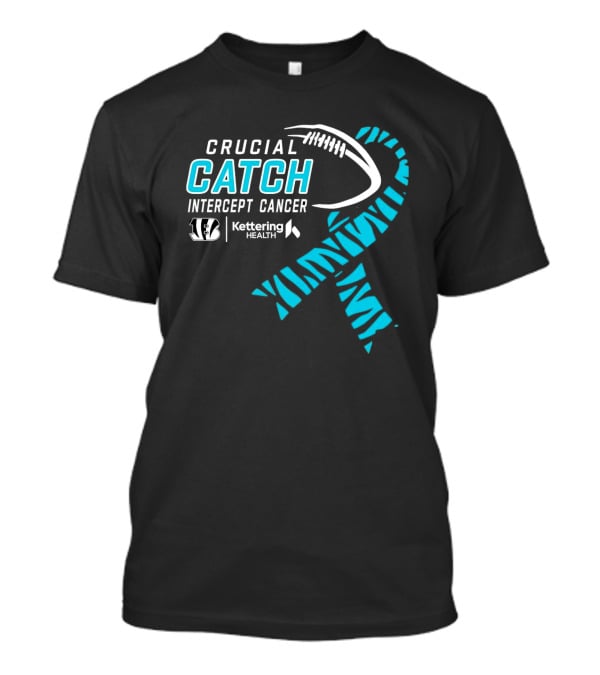 Crucial Catch Intercept Cancer Cincinnati Bengals Kettering Health Cyan T-Shirt