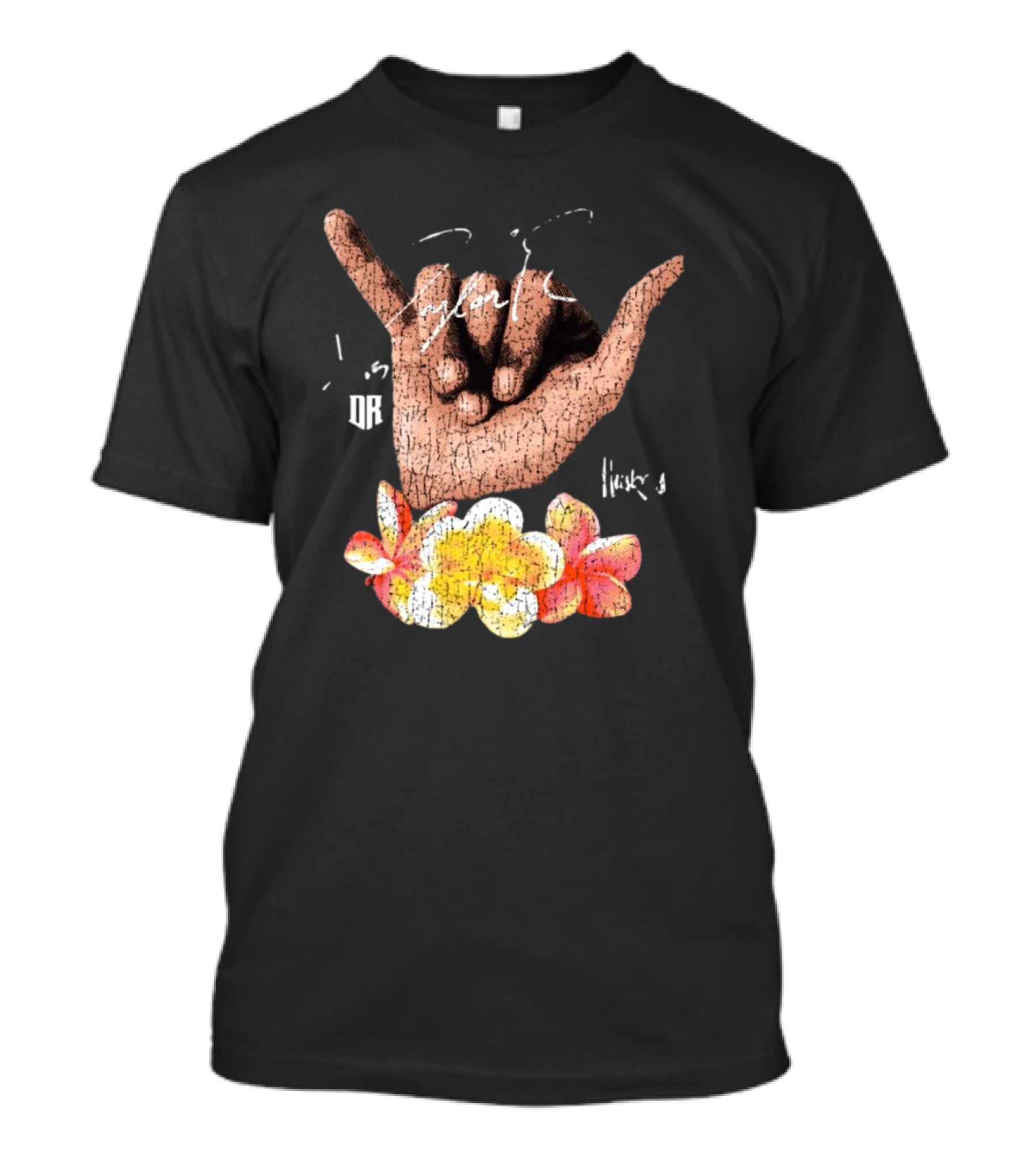 Shaka Hand Huskers Dylan Raiola Signature With Flowers And DR T-Shirt