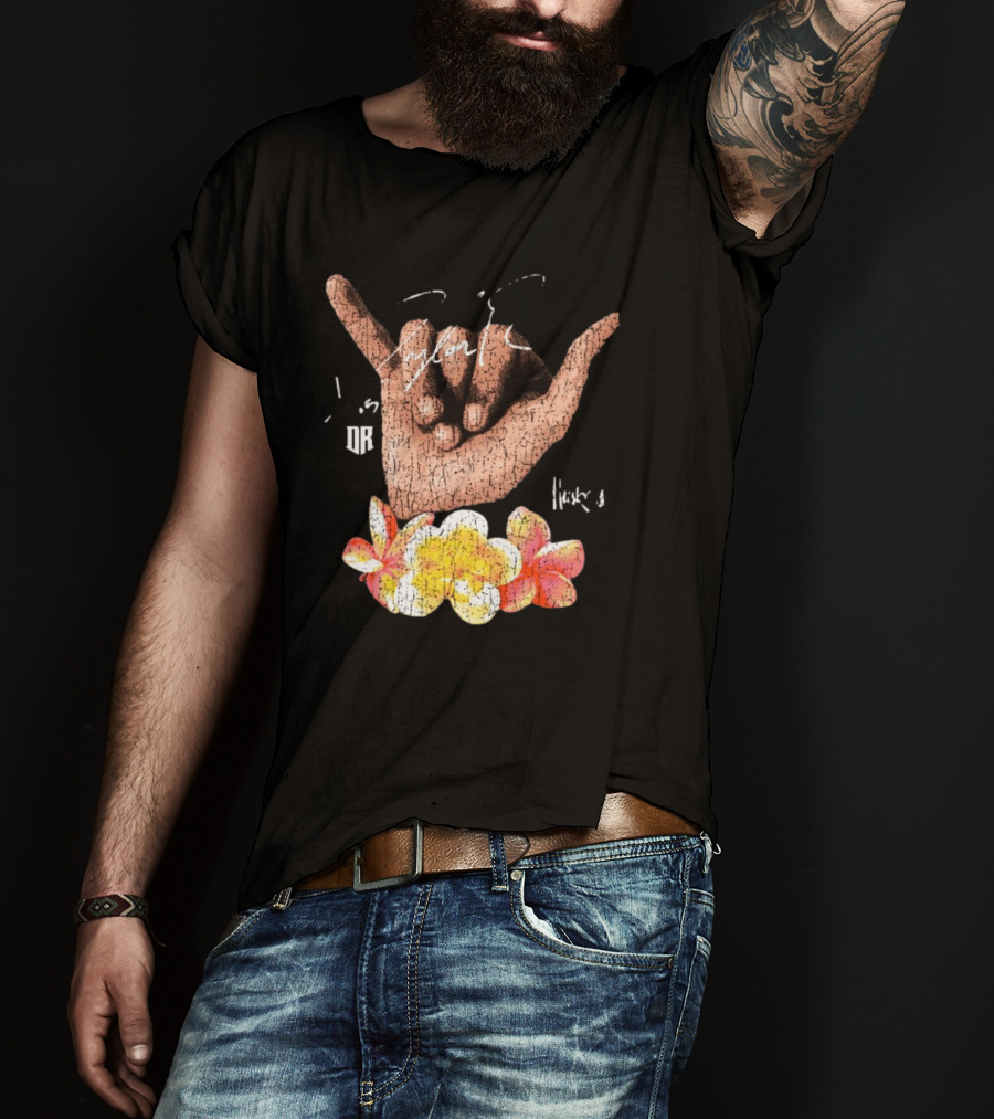 Shaka Hand Huskers Dylan Raiola Signature With Flowers And DR T-Shirt