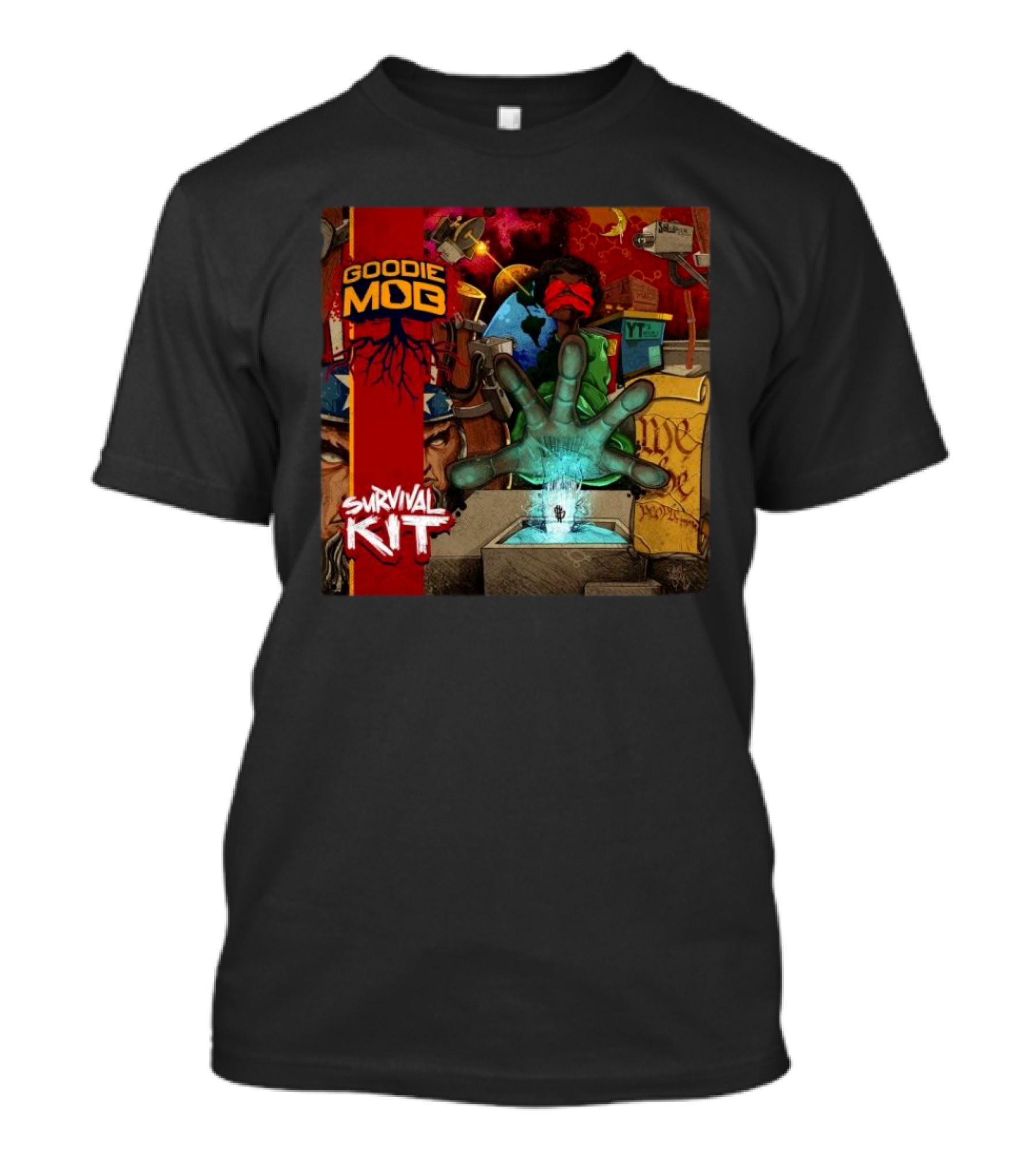 Goodie Mob Survival Kit Hand Album Art With Globe And Graffiti T-Shirt