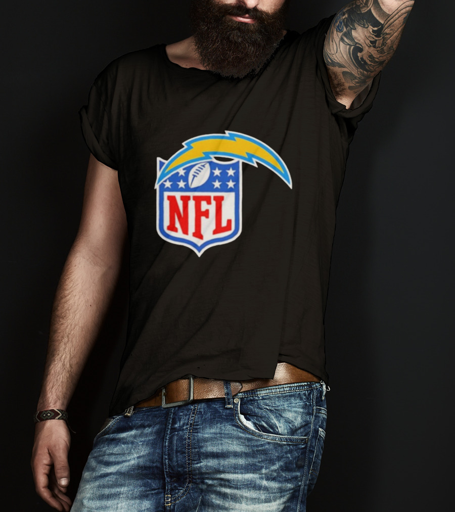 Los Angeles Chargers NFL Lightning Bolt Shield Emblem T-Shirt