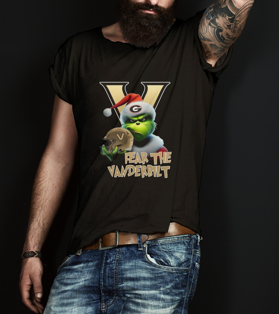 Santa Grinch Fear The Vanderbilt Commodores Helmet T-Shirt