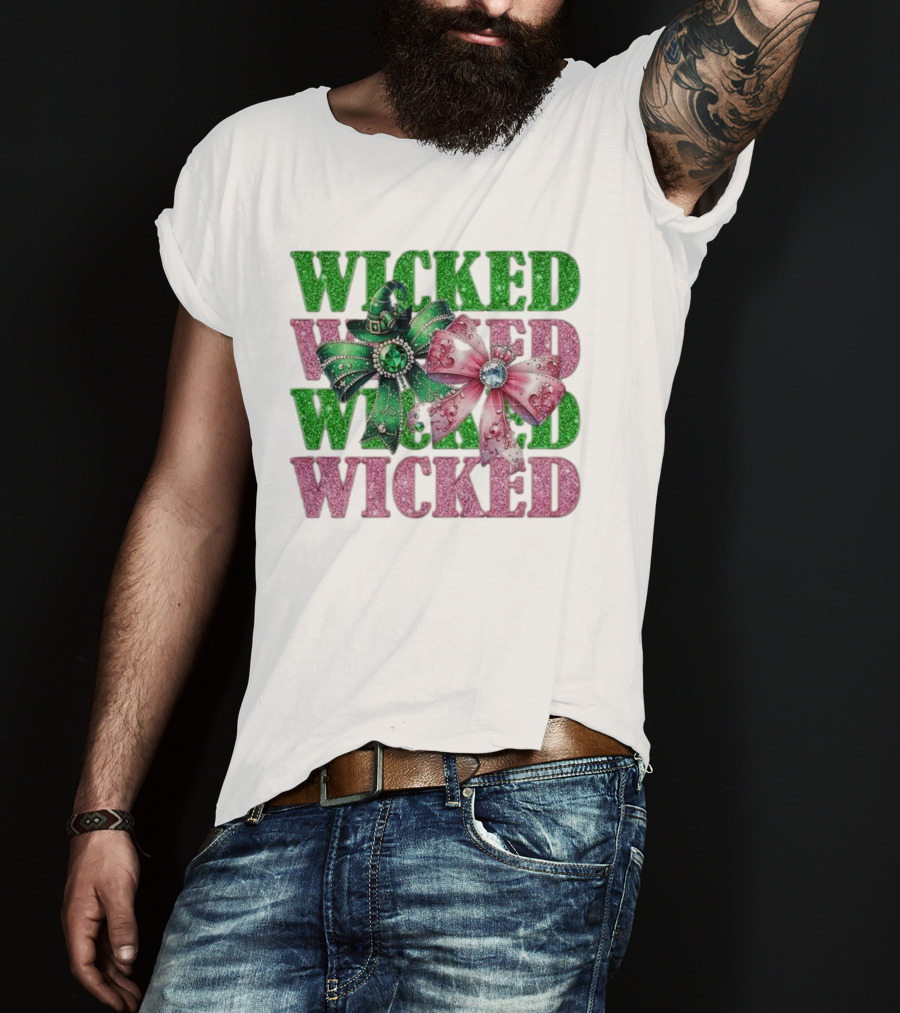Wicked Coquette Glitter Green Pink Bow Hat T-Shirt