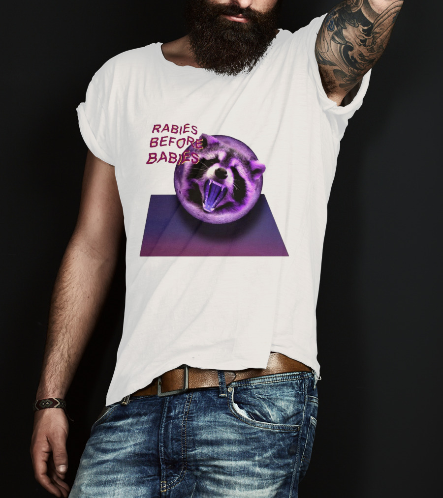 Rabies Before Babies Raccoon Spherical Illusion T-Shirt