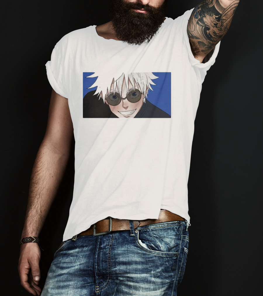 Young Gojo Anime Manga Character Blue Background T-Shirt