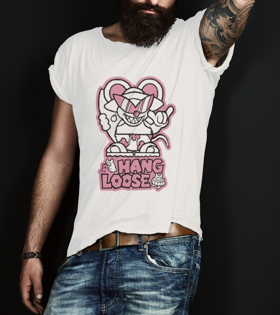 Hang Loose Mouse Art With Sunglasses And Surfboard T-Shirt