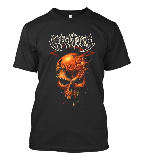 Sepultura Beneath The Remains Skull Design With Roses And Flames T-Shirt
