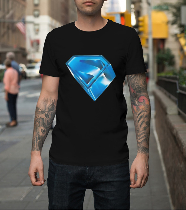 Shirt: Superman 2025 Movie Stylized S-Shield Blue Diamond Emblem T-Shirt Superman 2025 Movie Stylized S-Shield Blue Diamond Emblem T-Shirt